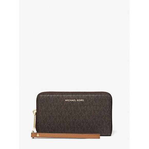 NWT Michael Kors Women's Jet Set Flat Function Phone Case Pouch Brown-OS - Picture 1 of 1